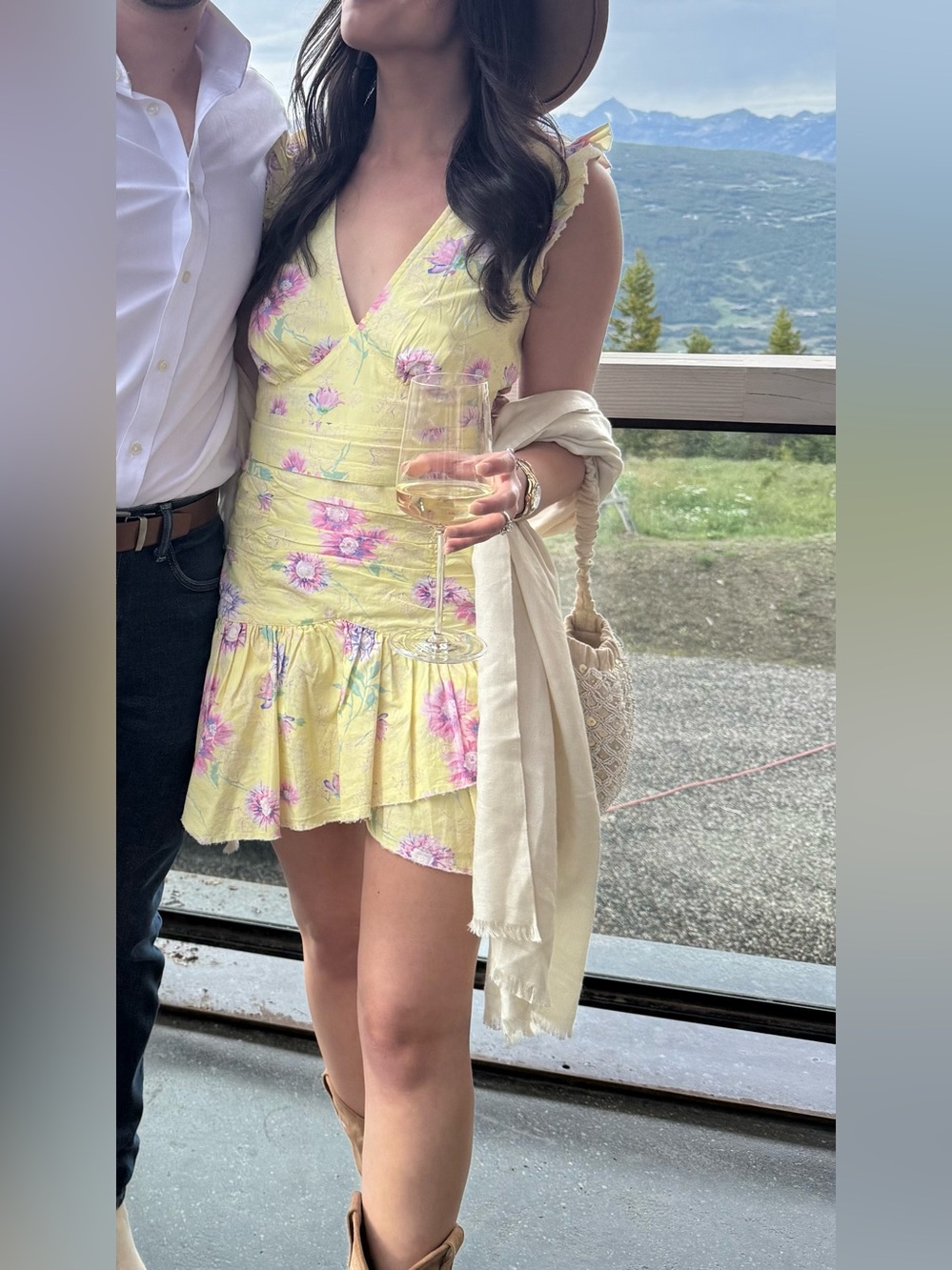LoveShackFancy Yellow Floral Mini Dress
